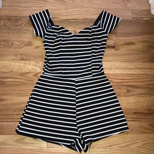 ‼️SOLD‼️ Black & White Striped Romper